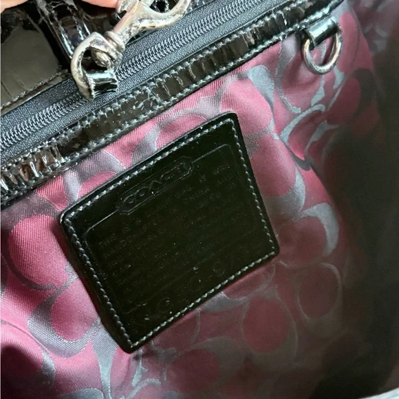 Vintage Coach Leather Tote Bag Black Large Shoulder Bag Classic Everyday Purse - Picture 9 of 17